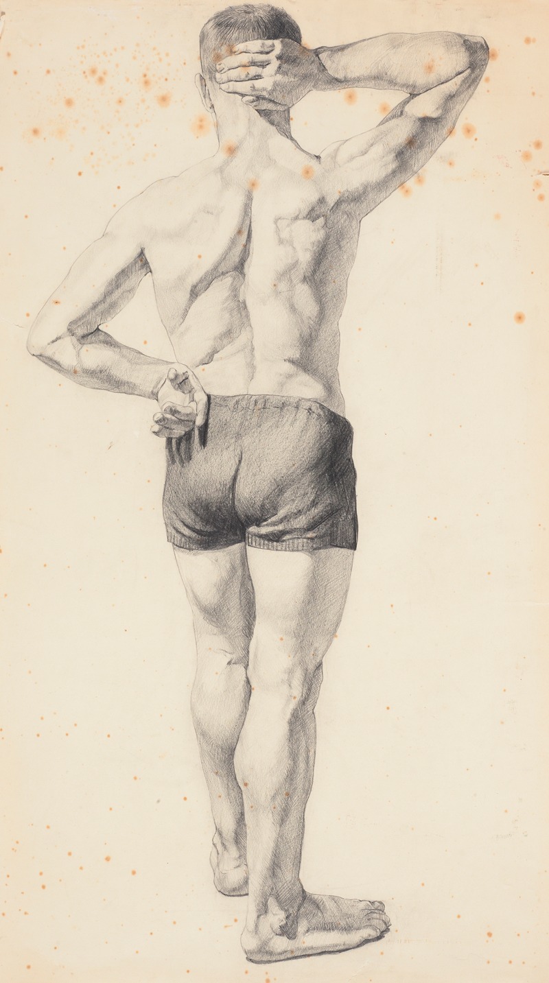 Elizabeth Berry - Study from life. (Back view of man in bathing suit)