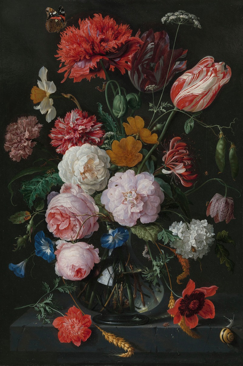 Jan Davidsz de Heem - Still Life with Flowers in a Glass Vase