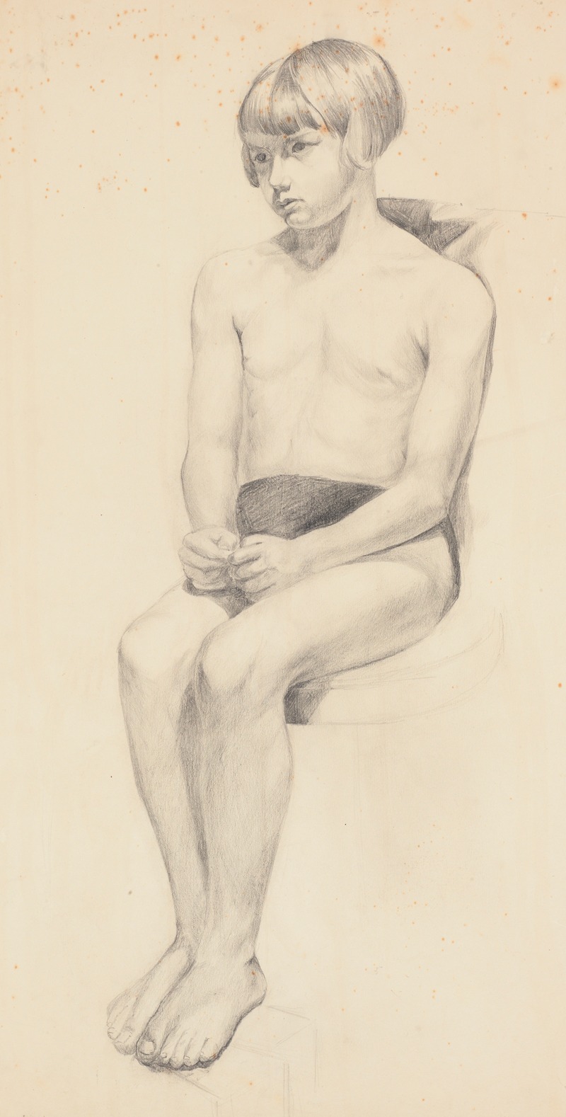 Elizabeth Berry - Study from life. (Girl seated in bathing suit)