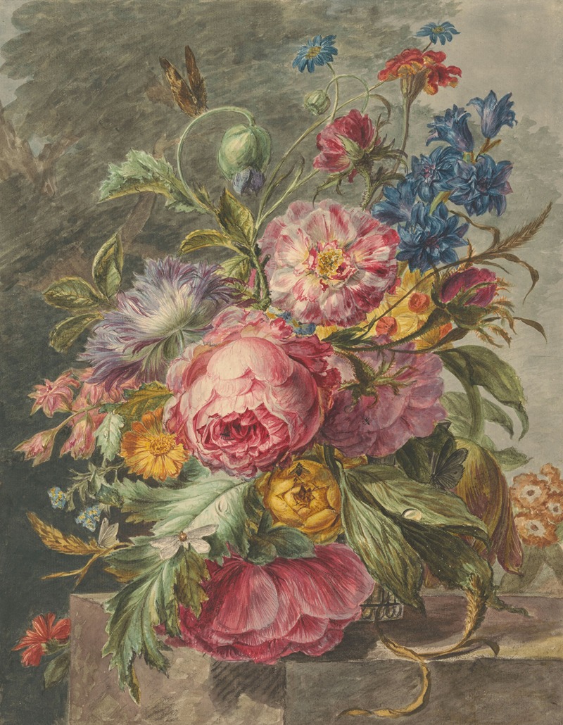 Jan Evert Morel - Stilleven met bloemen