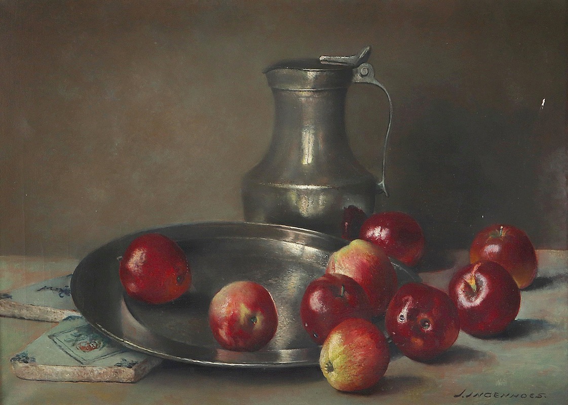 Jan Ingenhoes - Stillleben mit Äpfeln Zinnschale und Zinnkrug