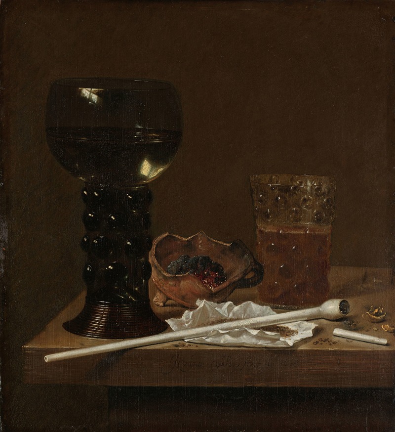 Jan Jansz. van De Velde III - Still Life with Roemer, Beer Glass and a Pipe
