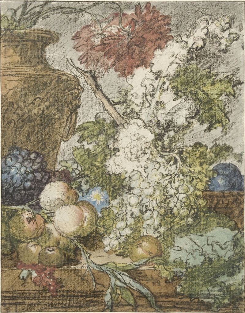 Jan van Huysum - Sketch for a Still Life of Fruit and Flowers