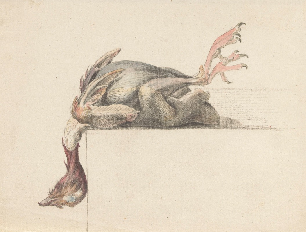 Jean Bernard - Geplukte vogel, met de kop naar beneden hangend