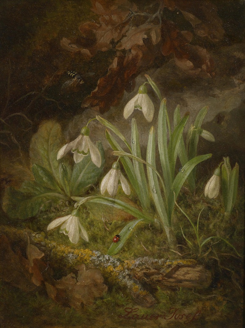 Josef Lauer - Waldbodenstück mit Schneeglöckchen