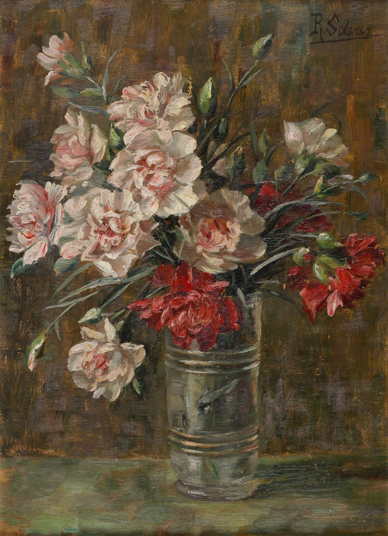 Rosa Scherer - Nelken in einer Vase