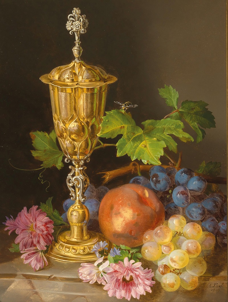 Andreas Lach - Still Life with Covered Goblet, Grapes, Apples and Asters