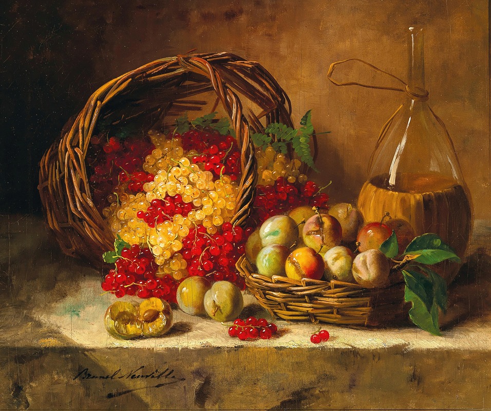 Arthur-Alfred Brunel de Neuville - Still Life with Currants and Plums