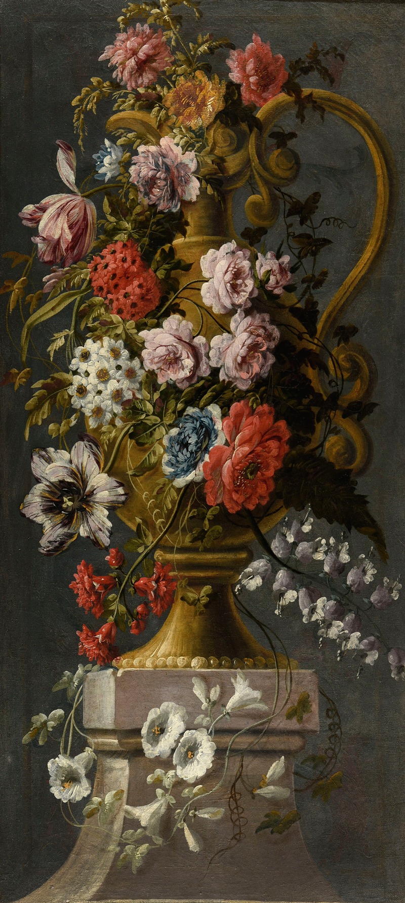 Claude Huilliot - Fleurs dans un vase en bronze