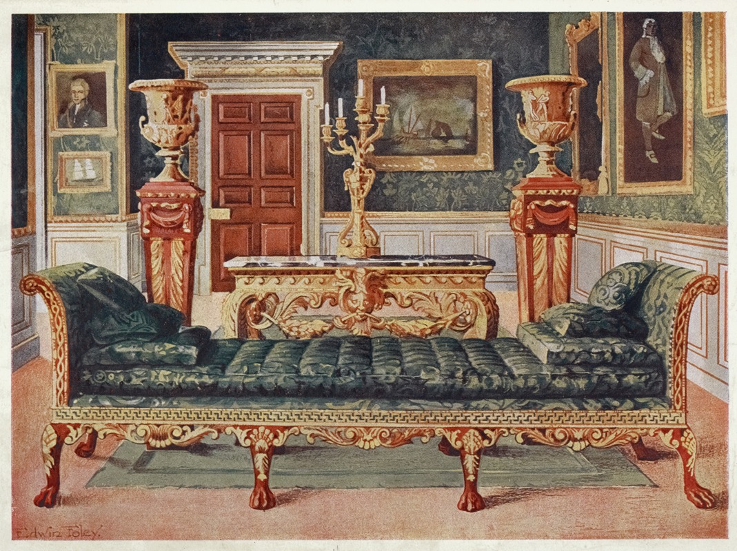 Edwin Foley - Mahogany and gilt Georgian suite in the gallery and green drawing-room of Longford Castle