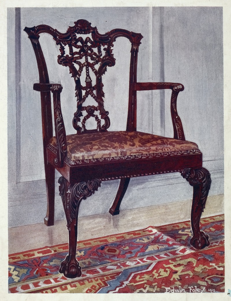 Edwin Foley - Mahogany arm-chair, style of Chippendale