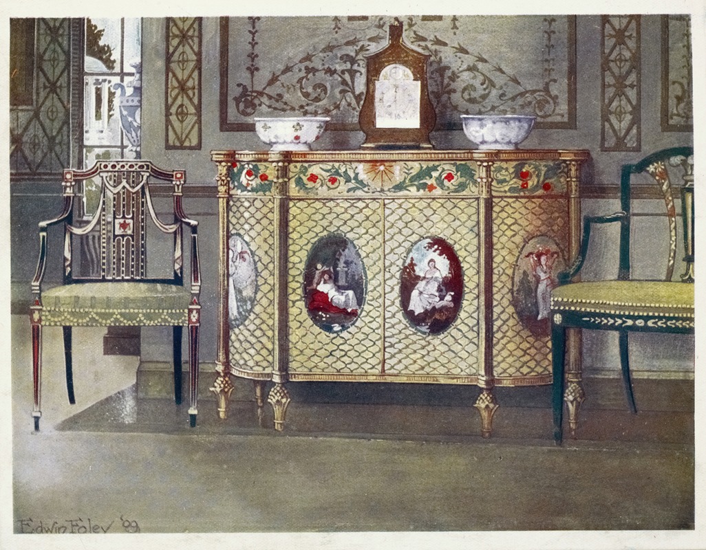 Edwin Foley - Painted commode and chairs