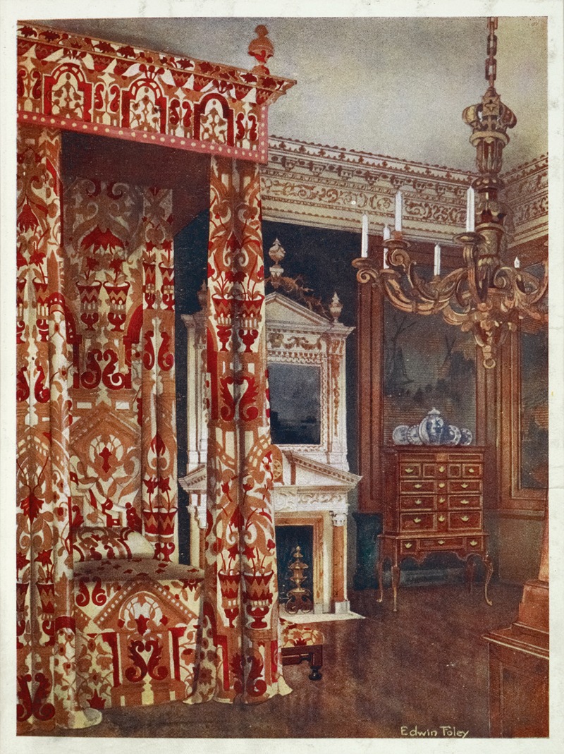 Edwin Foley - Queen Anne’s bed, Chest of drawers upon stand, Wooden candleabra