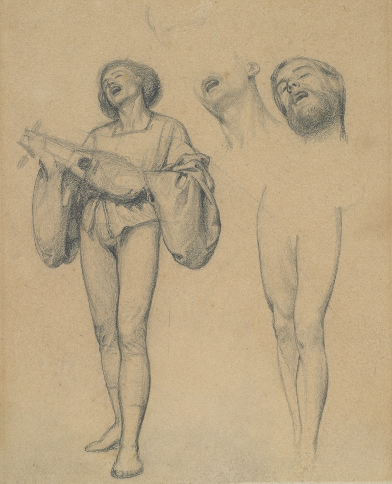 Frederick Sandys - Study for male figure in engraved illustration to Amor Mundi