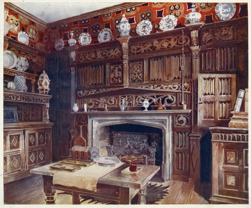 Edwin Foley - The panelled study at Groombridge Place, Kent. By permission of the Misses Saint.