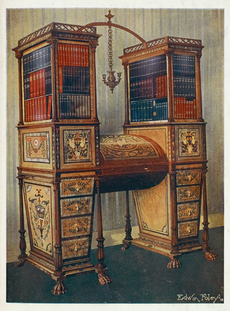 Edwin Foley - The sisters inlaid double secrétaire and bookcase cabinet