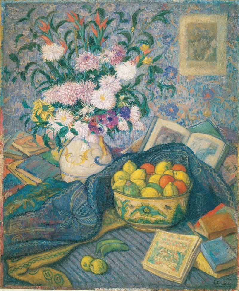 Juan de Echevarría - Vase with Bananas, Lemons and Books