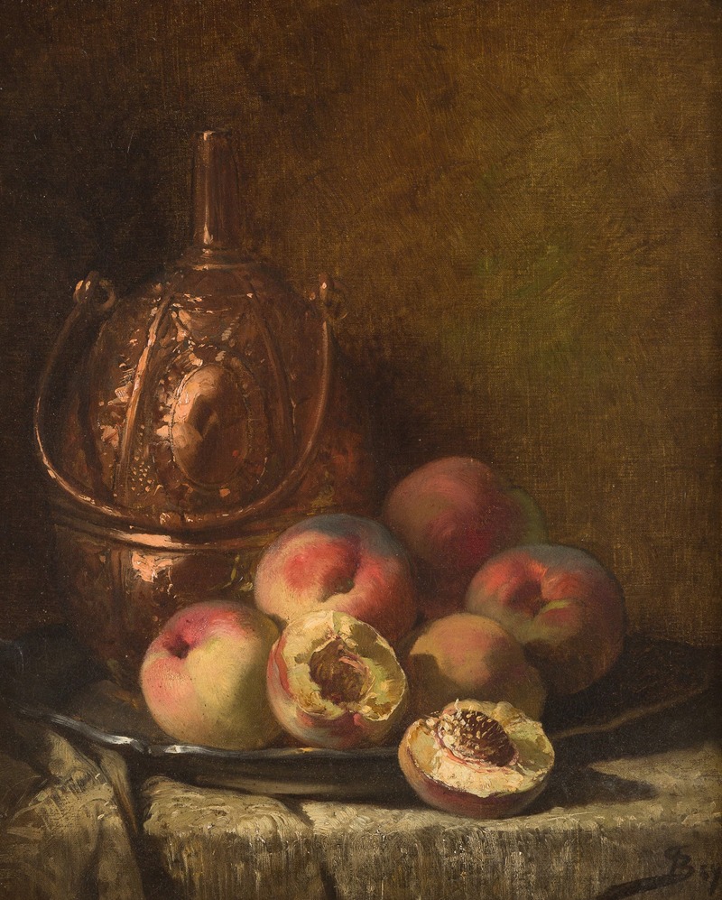 Pierre-Marie Beyle - Still life with vessel and peaches