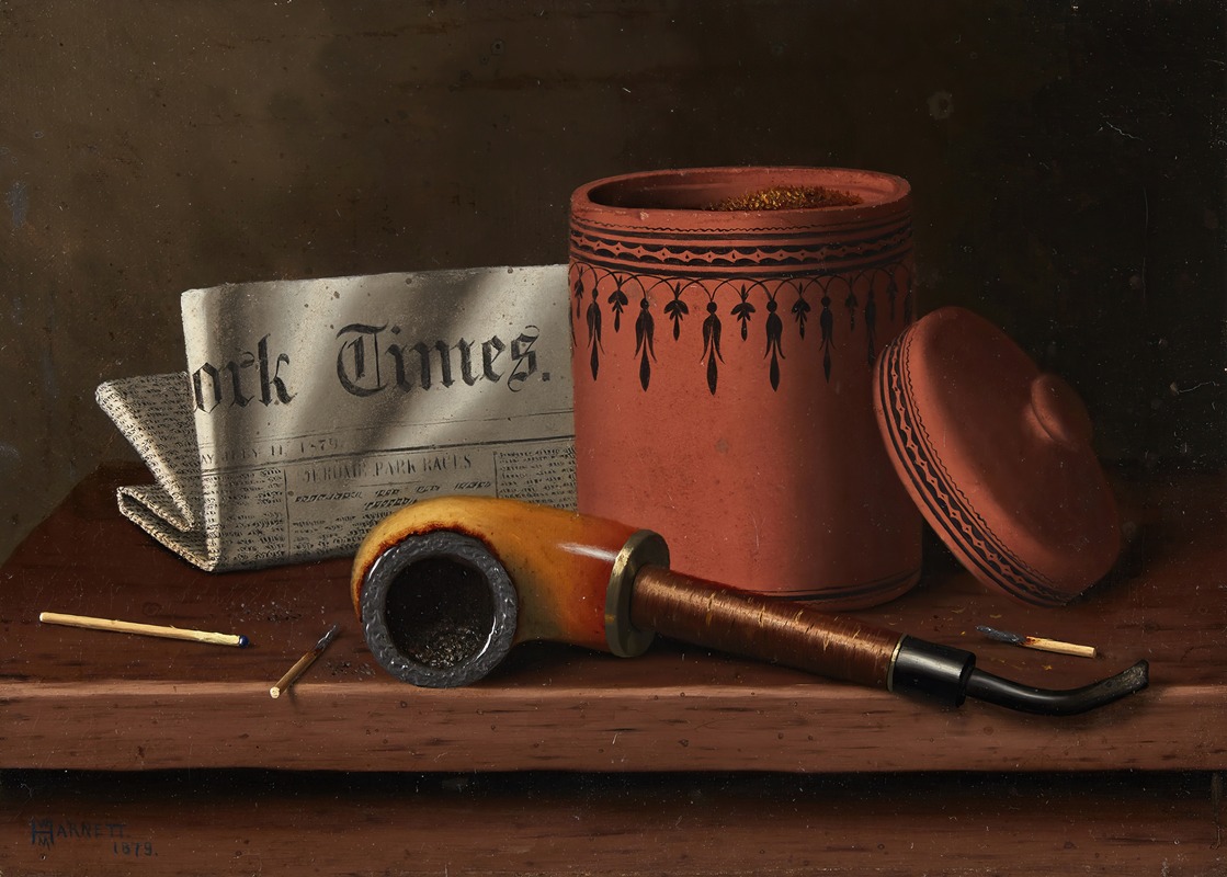 William Michael Harnett - Still Life with New York Times, Tobacco Jar, Pipe and Matches