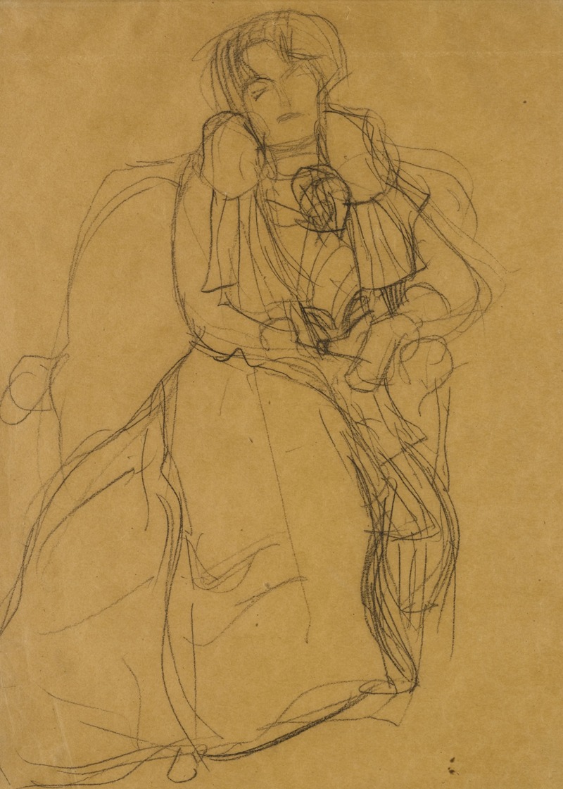 Gustav Klimt - Im Lehnstuhl sitzend von vorne (Seated in an Armchair Seen Head-On)