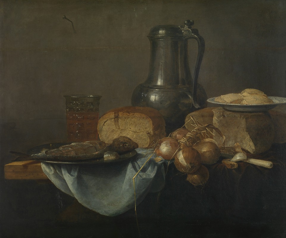Ae van Rabel - Still Life with Fish, Bread and Onions