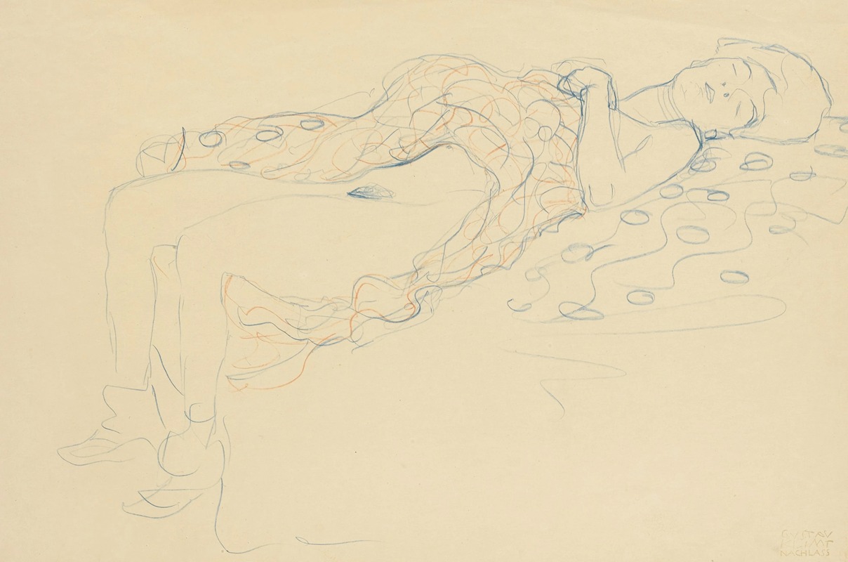 Gustav Klimt - Liegender Halbakt nach rechts (Reclining Semi-Nude Facing Right)