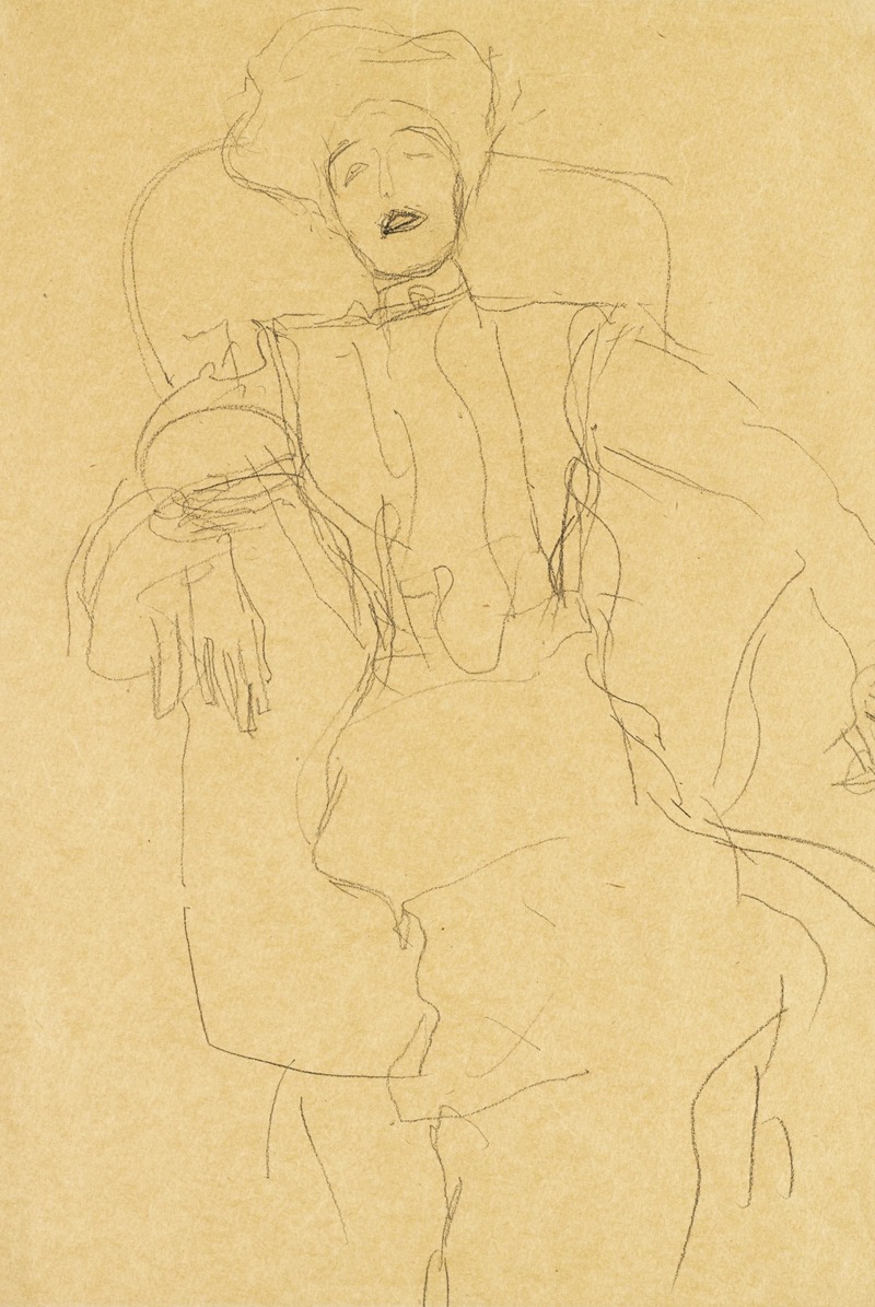 Gustav Klimt - Sitzende Dame von vorne (Seated Lady Face-On)