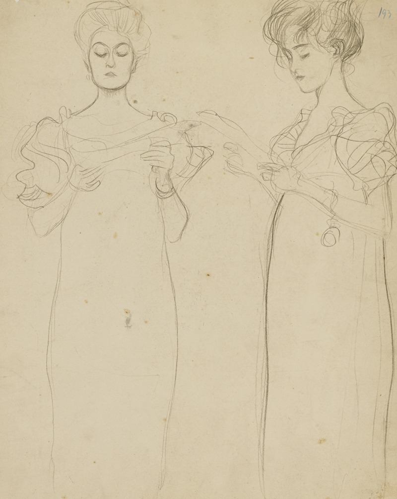Gustav Klimt - Zwei Studien nach singenden Mädchen (Two Studies of a Singing Girl)