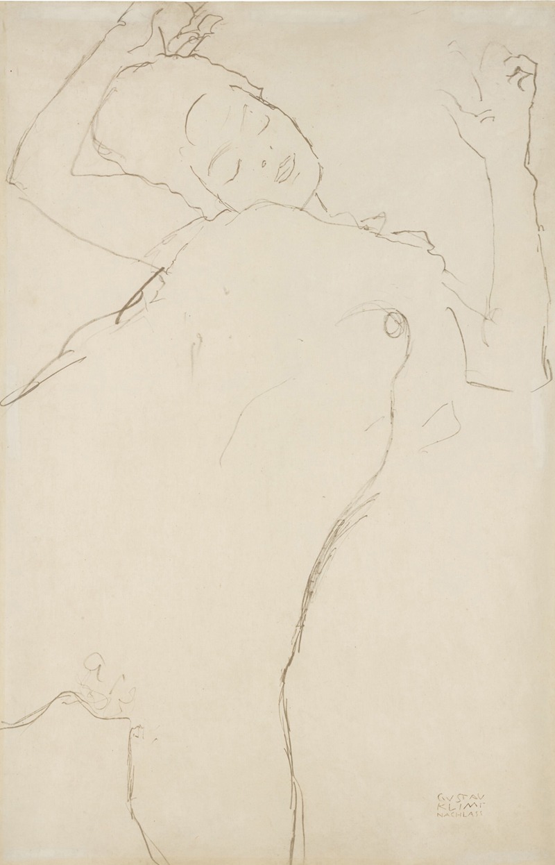 Gustav Klimt - Half nude with raised arms