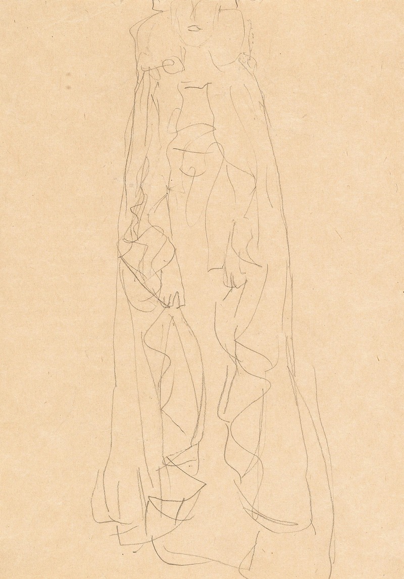 Gustav Klimt - Standing lady with cape from the front (Study for the portrait of Adele Bloch-Bauer)