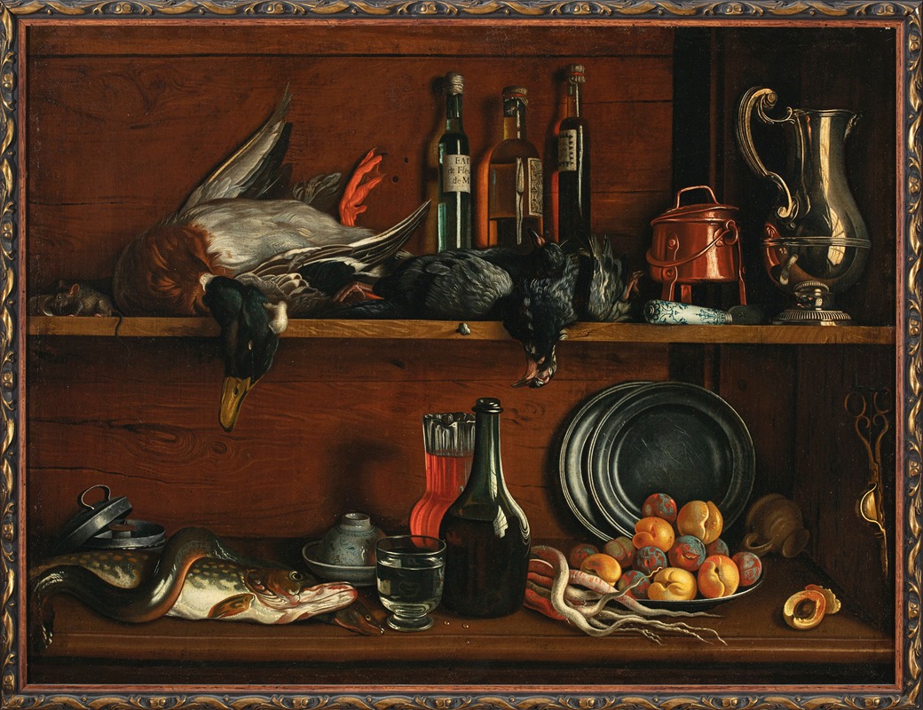 Jean Valette-Falgores - Trompe-l’oeil – cabinet in the pantry with wild fowls, fish and fruit