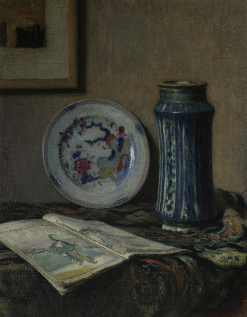 Józef Pankiewicz - Still life with ceramics (Still life with a blue vase)