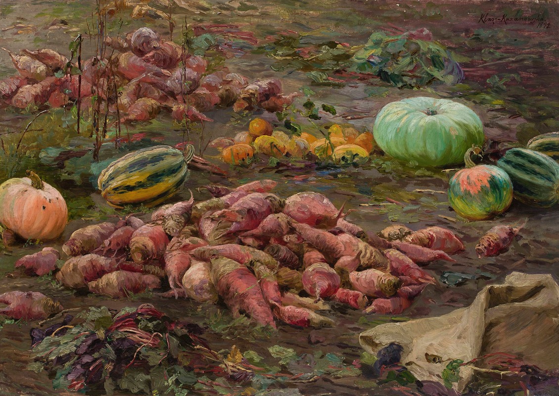 Maria Klass-Kazanowska - Bumpkins and pumpkins in the field