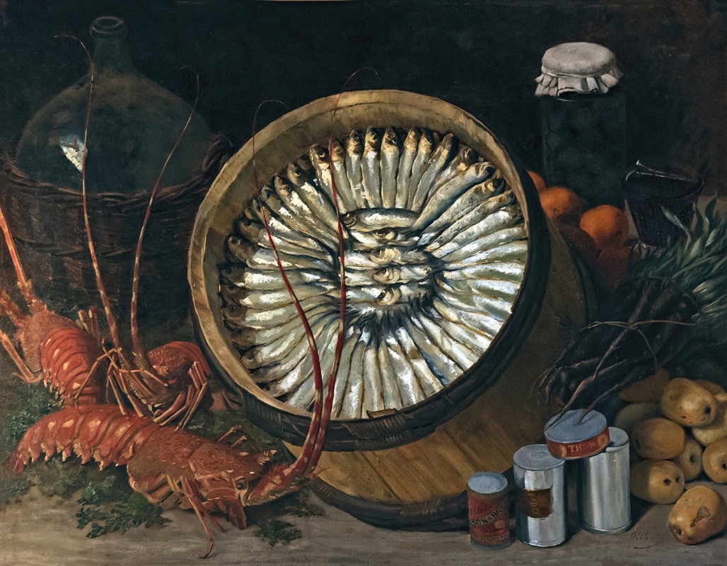 Paul Prouho - Still life with a barrel of sardines
