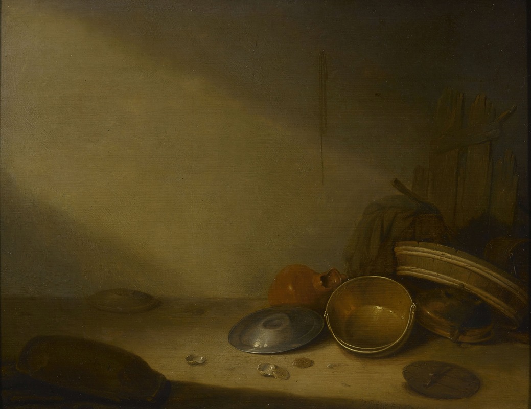 Pieter Symonsz Potter - Still life with old dishes