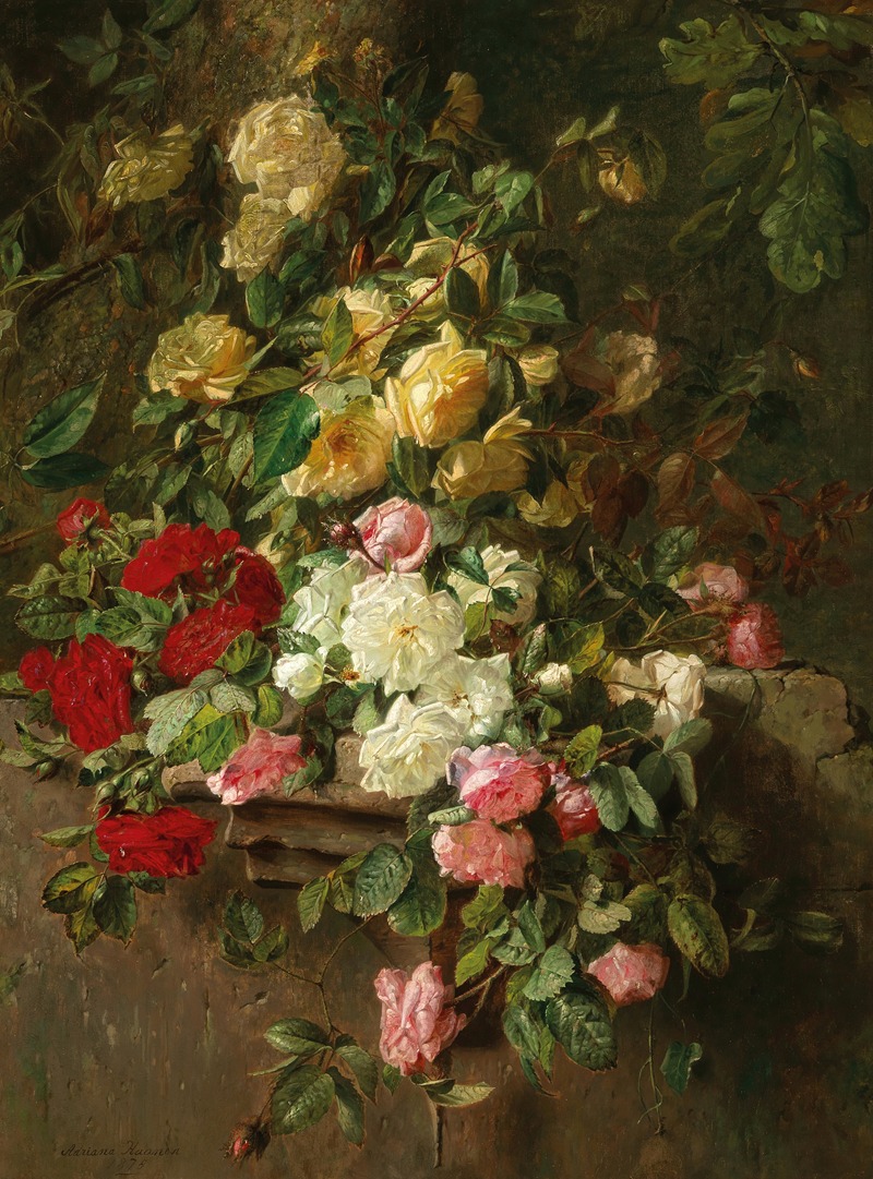 Adriana Johanna Haanen - An Elaborate Bouquet of Flowers with Roses