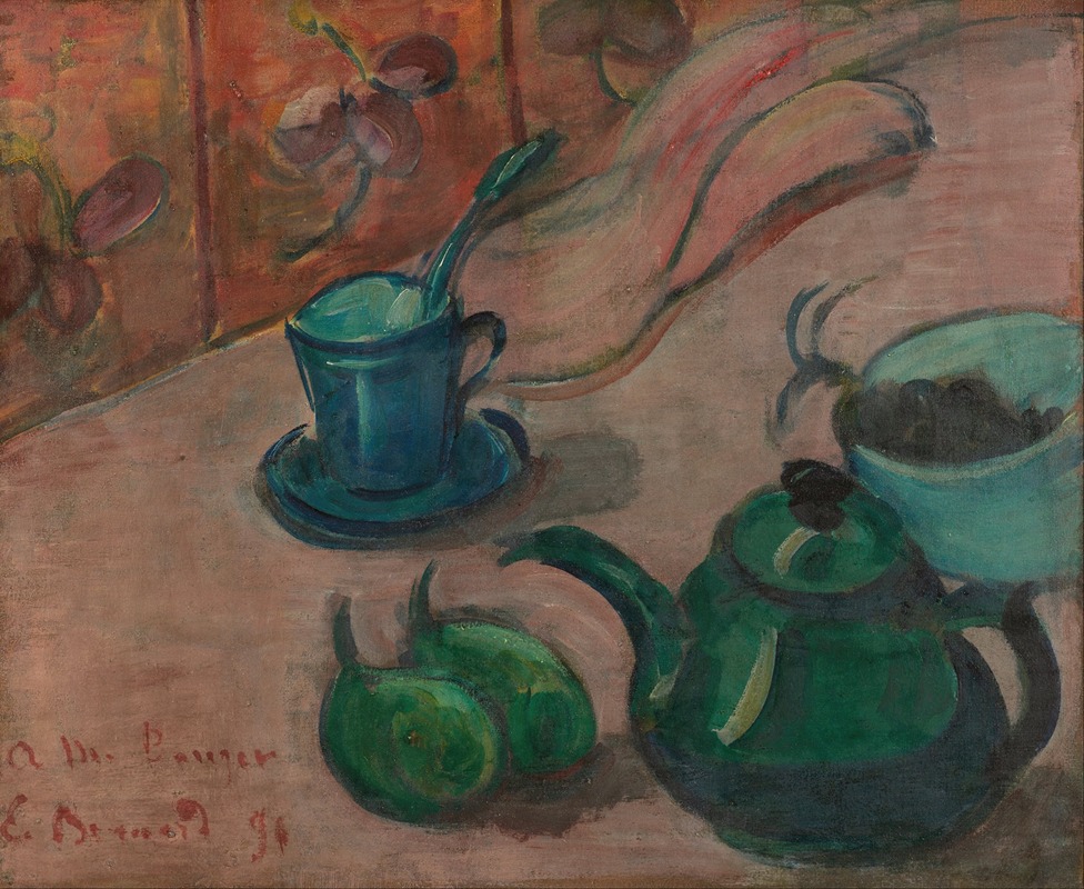 Emile Bernard - Still life with teapot, cup and fruit