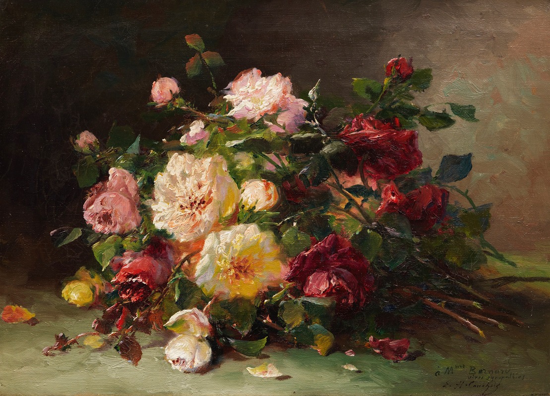 Eugène Henri Cauchois - Bouquet de roses