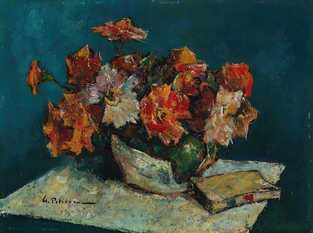 Gheorghe Petraşcu - Still Life with Flowers and a Book