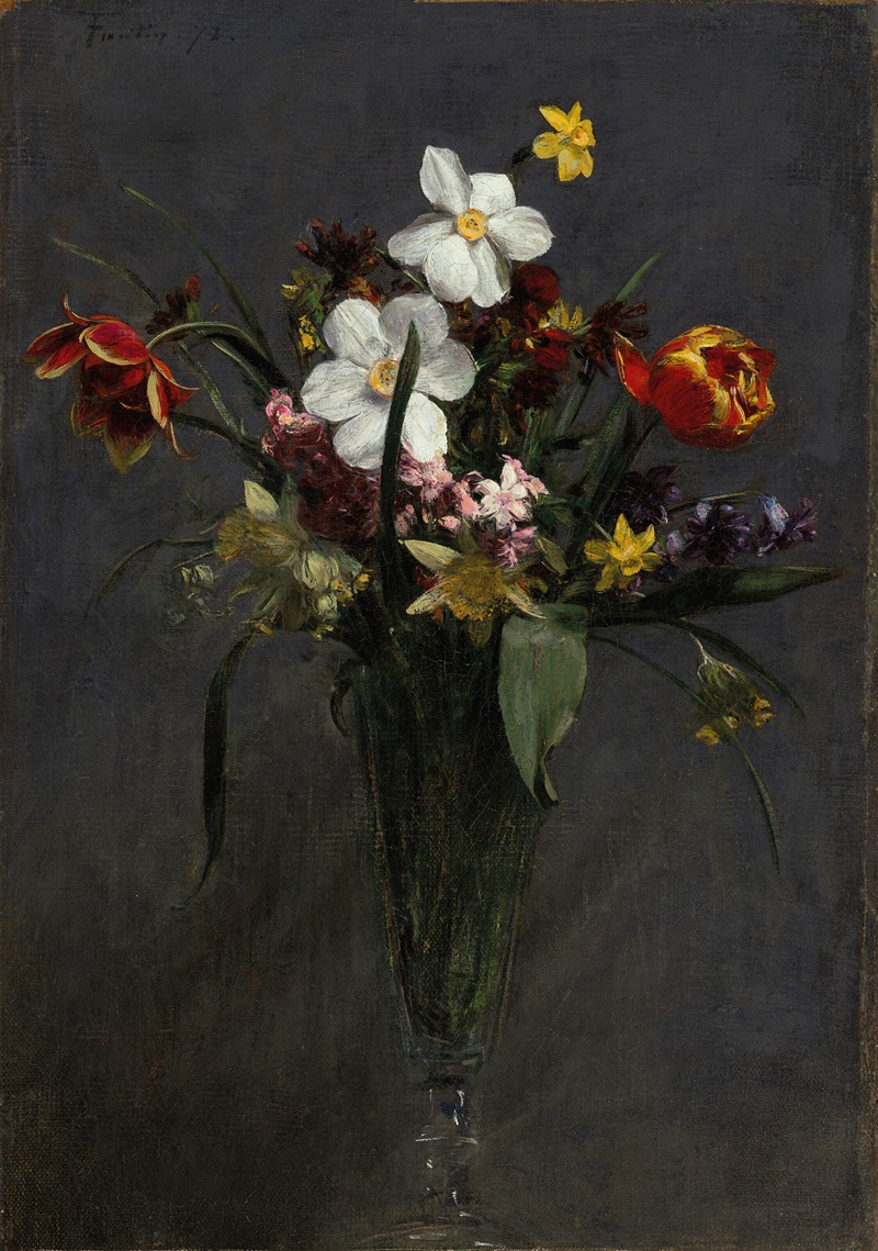 Henri Fantin-Latour - Fleurs de printemps (Tulipes, narcisses, jacinthes, jonquilles et giroflées)