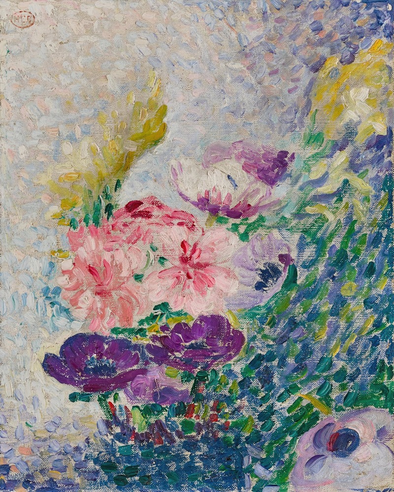 Henri-Edmond Cross - Bouquet de pavots et chrysanthèmes