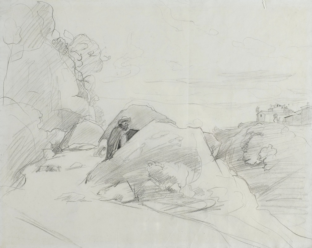 Jean-Baptiste-Camille Corot - Artiste peignant, probablement à Ronciglione
