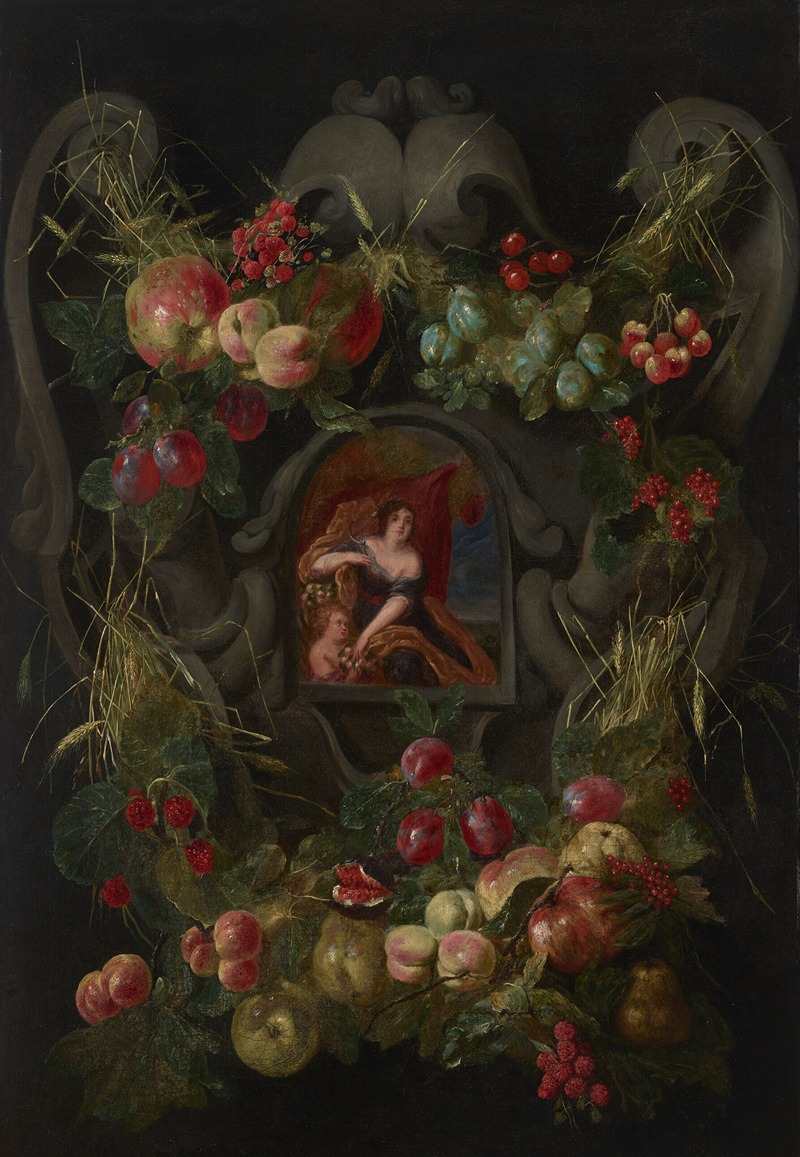 Jan Fyt - Allegories of the Four Seasons surrounded by garlands of seasonal flowers and fruits 3