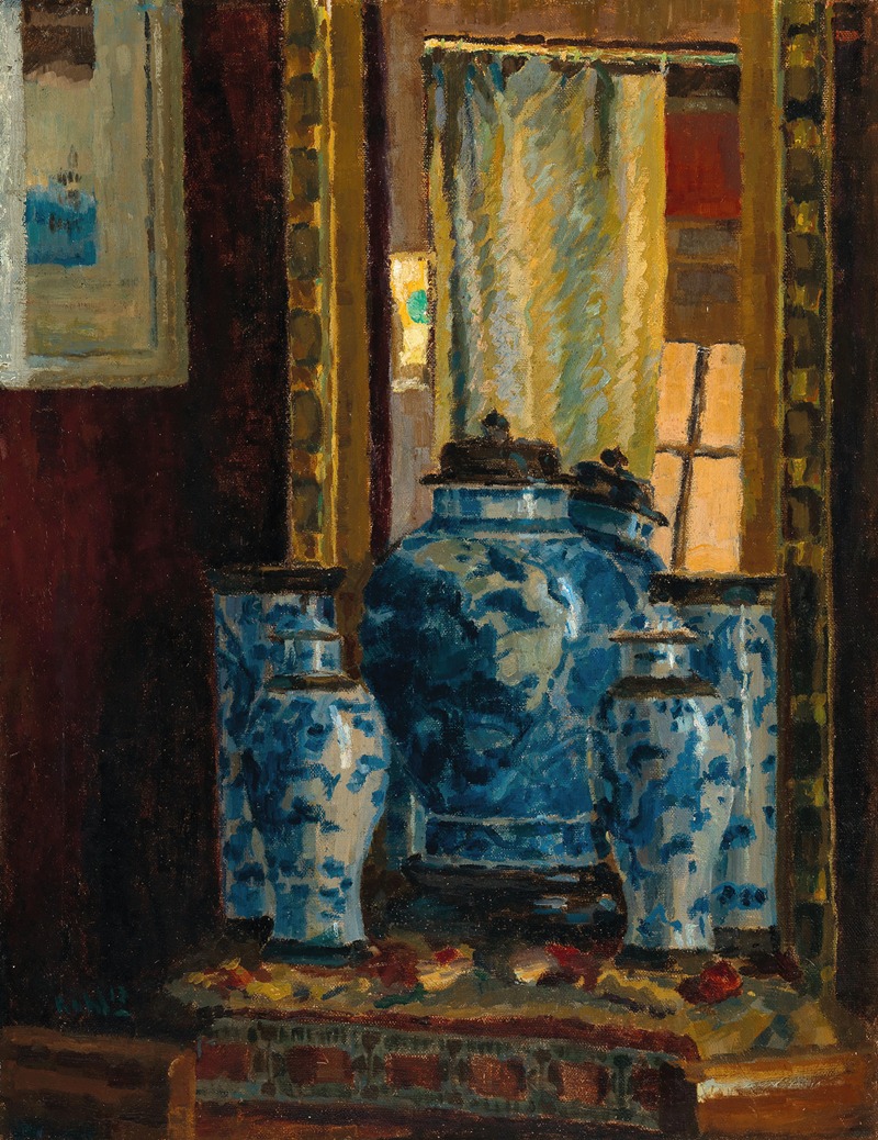 Karl Kahl - Still Life with an Asian Vase and a Mirror