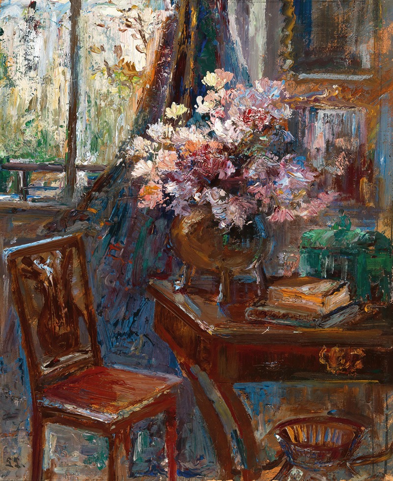Leontine von Littrow - Interior with Flowers by the Window