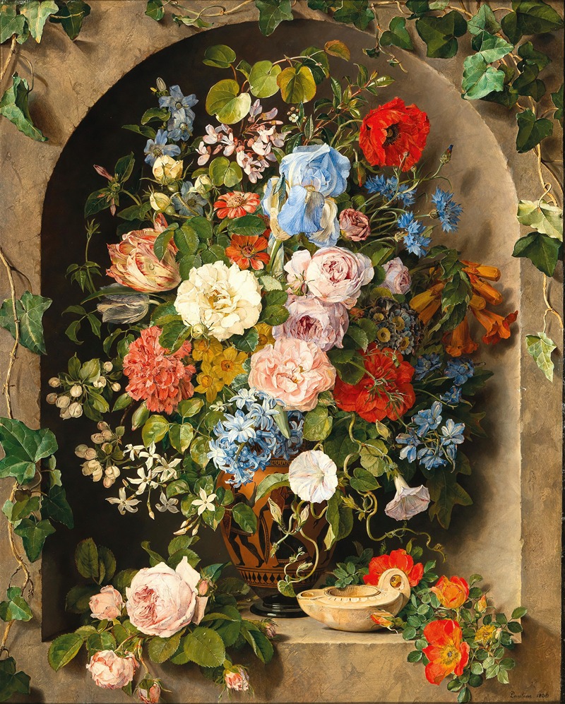 Pauline von Koudelka-Schmerling - A Large Bouquet of Flowers in a Greek Vase