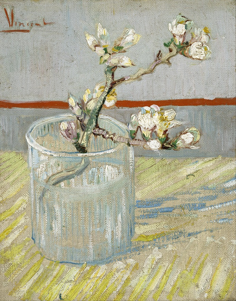 Vincent van Gogh - Sprig of flowering almond in a glass
