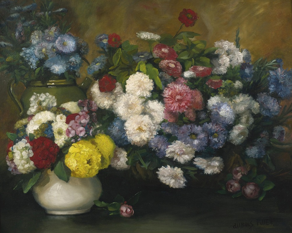 Albert Dubois-Pillet - Flowers in Three Vases