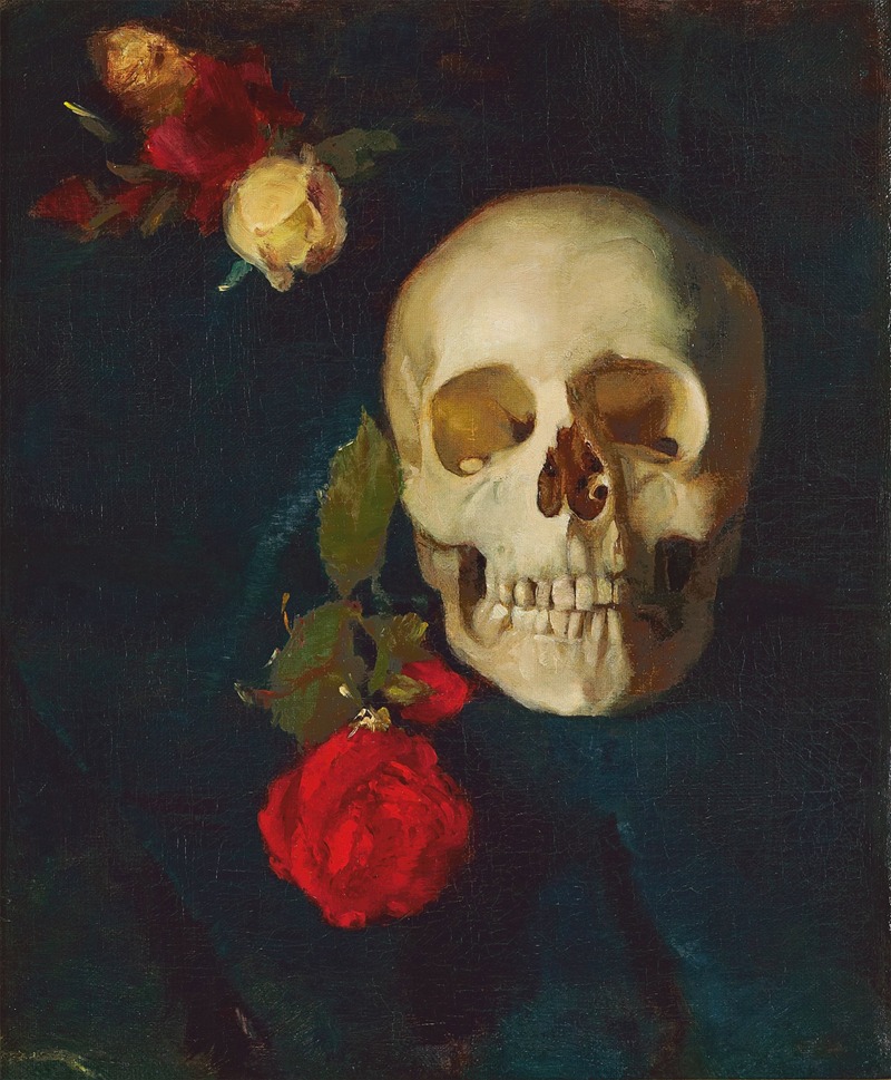 Carl Schuch - Skull with roses