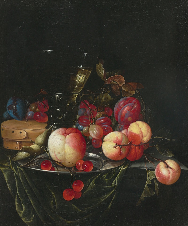 Cornelis de Heem - Still life with pears, grapes and plums